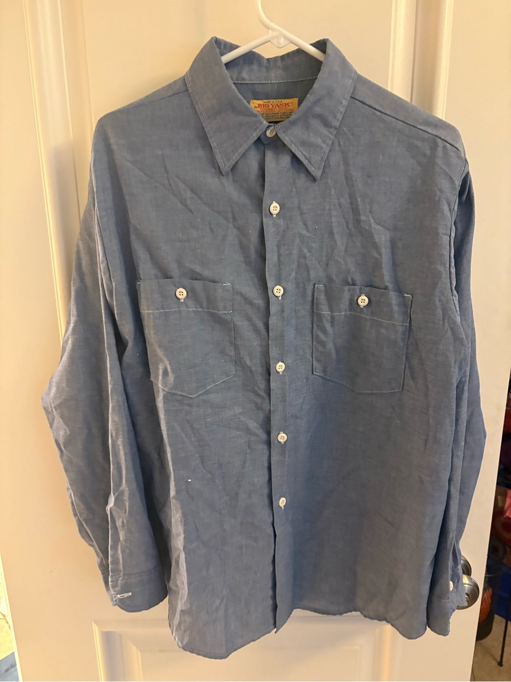 Vintage Big Yank blue button down work shirt